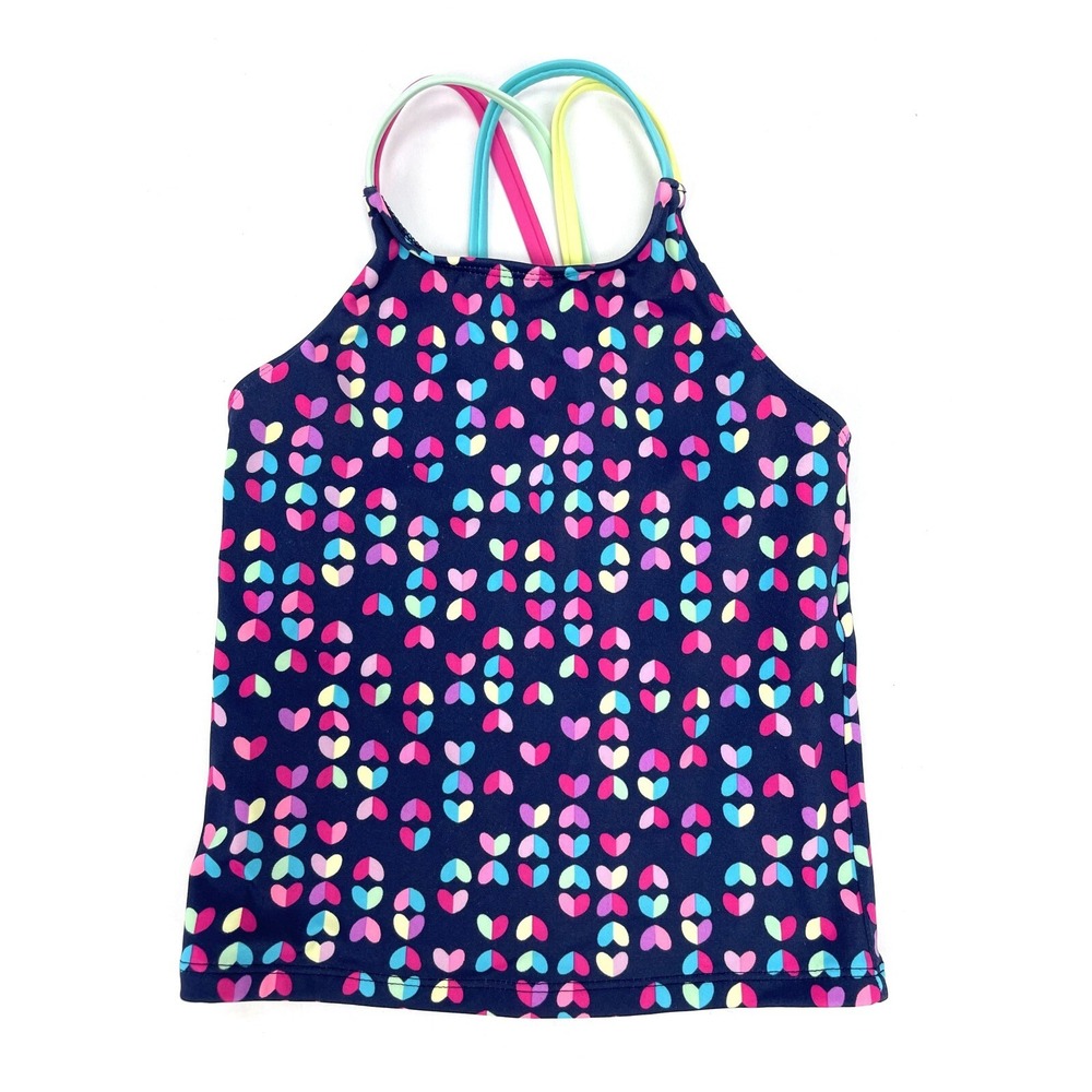 Lands' End Girl 6 Blue Hearts Swim Top Racerback Tankini